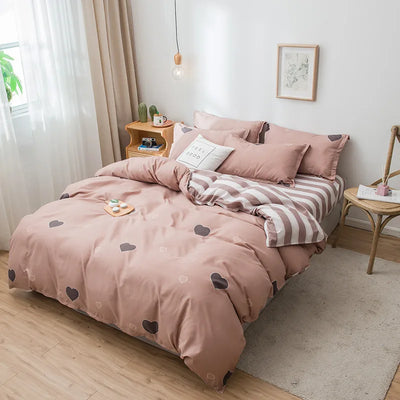 Housse de couette flanelle 240x220 imprimé dessin animé mignon couleur champagne