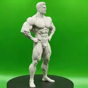 statue fitness réaliste musclé décoration sport muscle détaillé texture granulée blanc gris métallisé bracelet