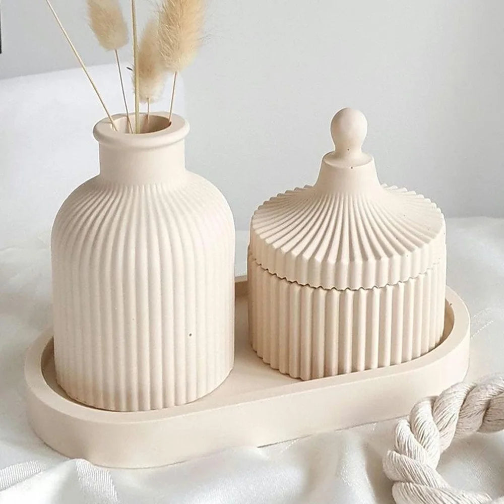 vase silicone bougie blanc rayures moderne arrangement table tổ chứcFLOW (Only the valid 14