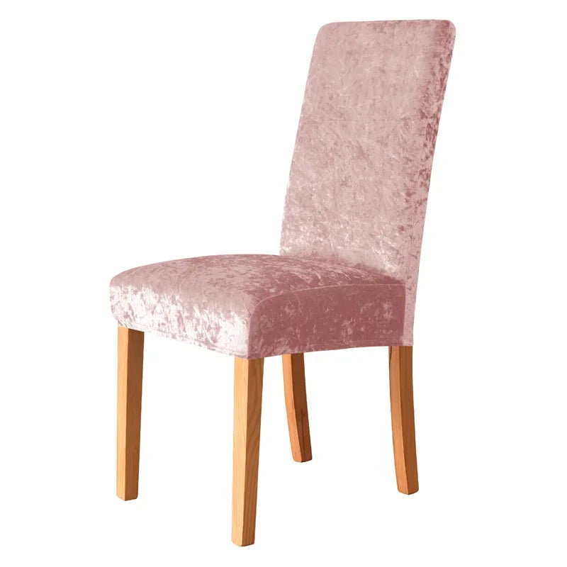 couverture chaise salle manger velours moderne beige clair antidérapante élasthanne polyester