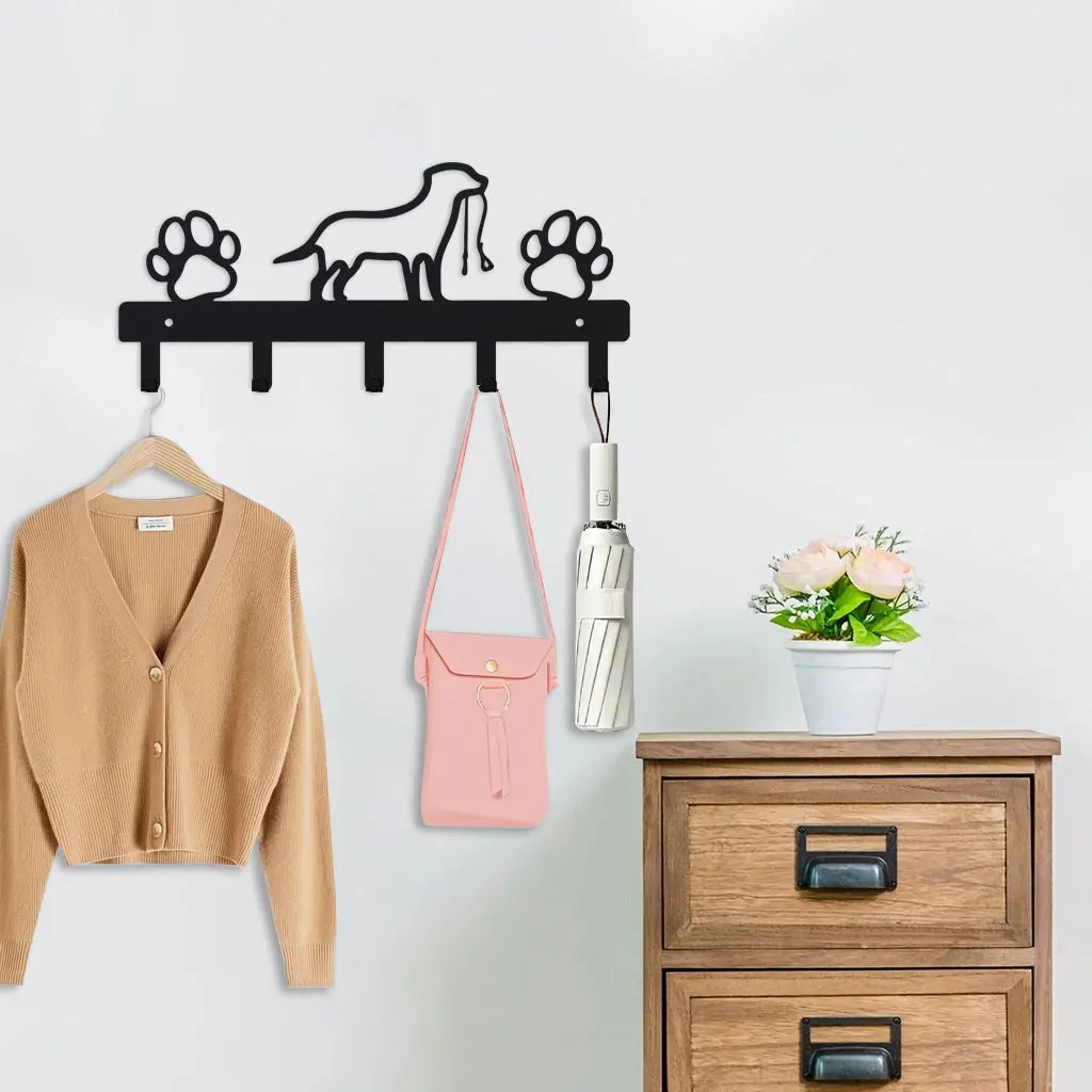 porte manteau mural moderne crochets chien silhouette noir décoration colliers laisses accessoires cuisineTHOOK