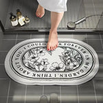 tapis bain antidérapant ovale motifs floraux blanc noir résistant antibactérie decorativeextérieur