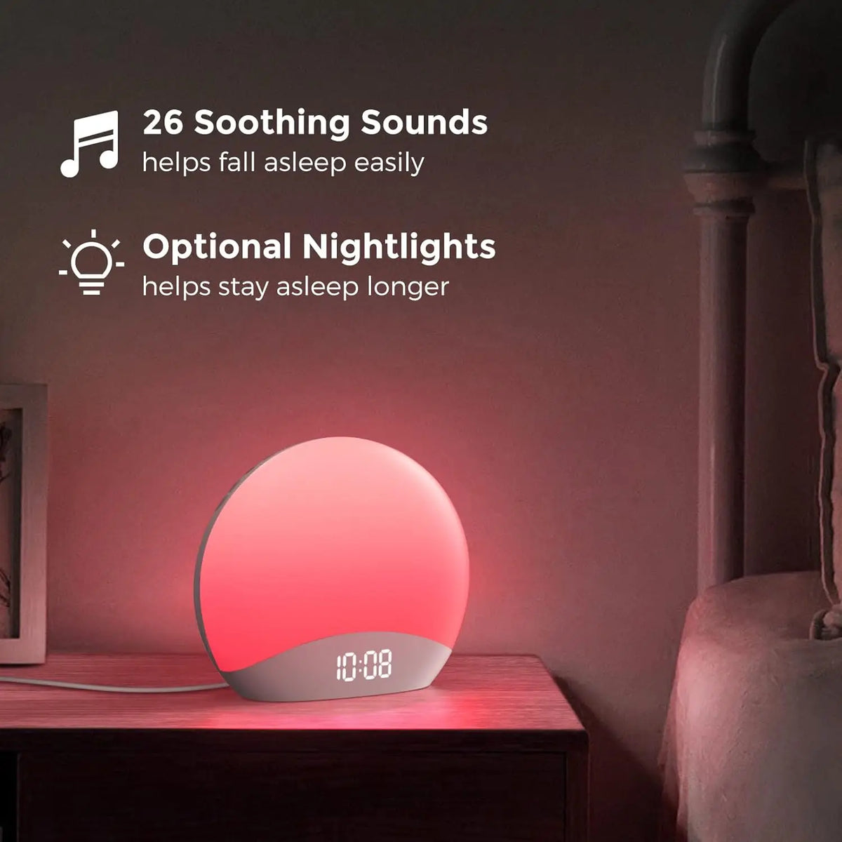 lampe ambiance graduel lever soleil affichage numerique son apaisant controle luminosite snooze stereo 5w