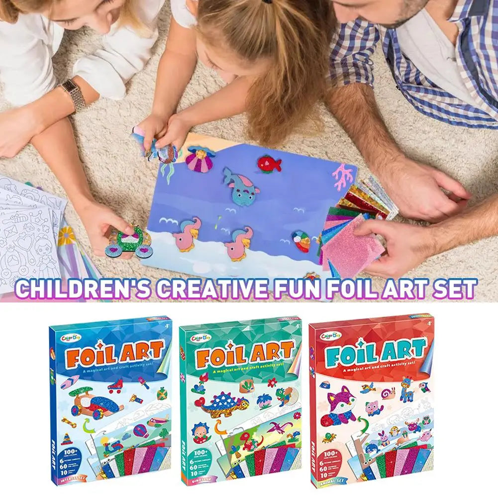 feuilles métal art enfants stickers autocollants coloriage cartes dessin motifs animaux géométriques paires yeux