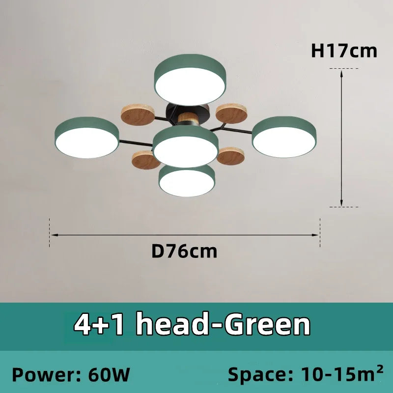 lampe suspension moderne noir bois gris vert circulaire relief scandinave