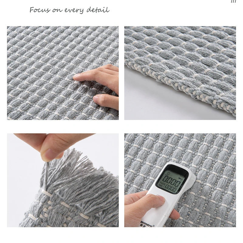 tapis bain microfibre moderne franges beige gris absorbant respectueux environnement