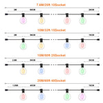 guirlande lumineuse extérieure globes multicolores transparents vintage 10m 15m 20m led rgb imperméable