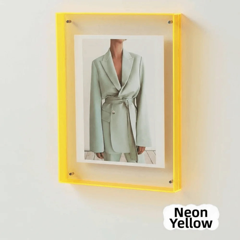 cadre photo moderne transparent orange rouge gris vert support mural décoration murale irregulier