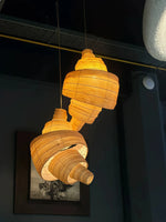 lampe suspendue tissu spirale moderne lumière chaude blanc beige chambre salon restaurant