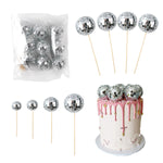 Boule disco argentée pour gâteau années 70 vue de face