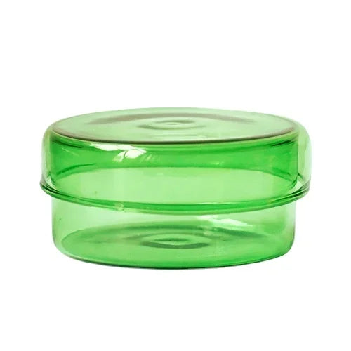 boîtes rangement verre transparentes modernes couleurs vert orange jaune rose clips papier respectueux environnement