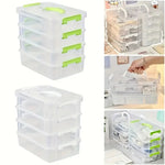boîtes rangement transparentes empilables poignées détachables couvercle moderne outils construction vertclair