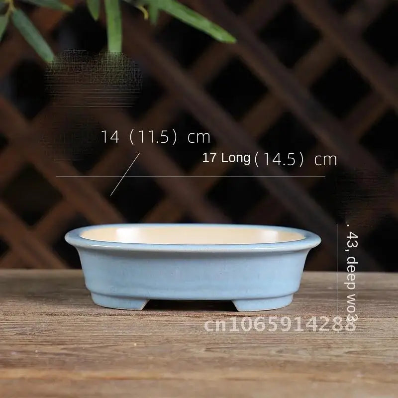bassin bonsaï porcelaine blanc vert classique glazed desktop flower plant chinese ceramic