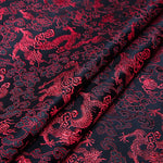 tissu brodé dragon nuages jaune rouge violet bleu noir traditionnel élégant couture bricolage artisanat