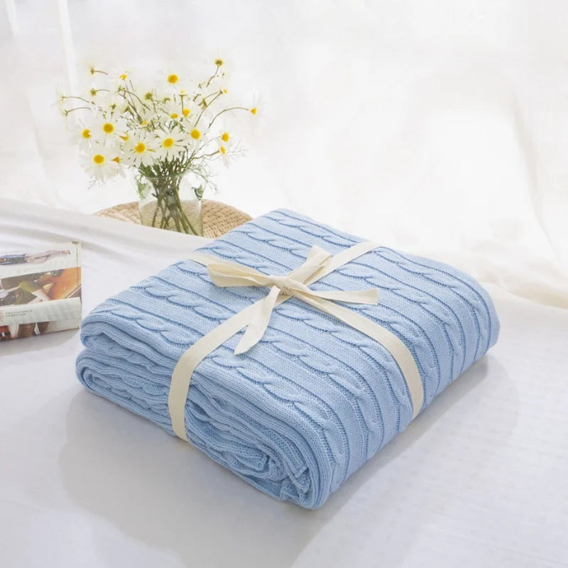 couverture tricotée coton pur lit canapé décoration maison douce grande taille rectangle