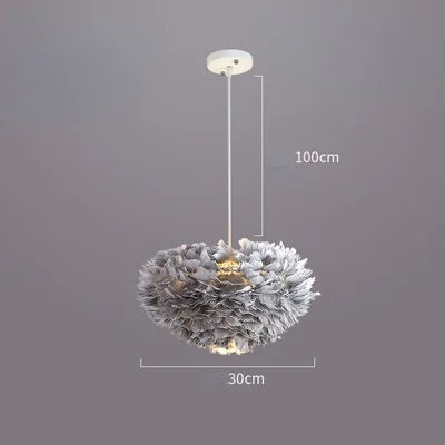 lampe suspendue moderne plumes blanc salon chambre coucher lumière intérieure décoration maison