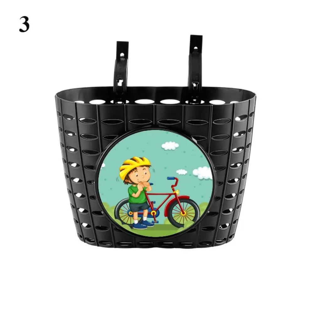panier vélo enfant noir rose motifs cartoon clips moderne