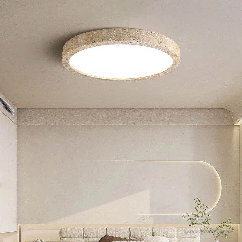 plafonnier led moderne beige gris marbré texture naturelle minimaliste fixations invisibles