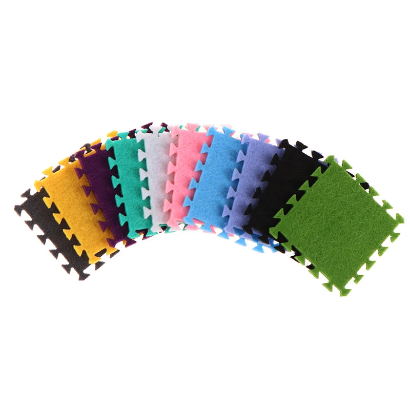 tapis mousse multicolore bordures dentelées moderne enfantin vert bleu rose noir gris violet fantaisie
