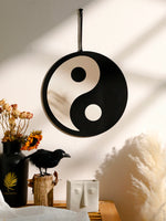 décoration murale yin yang bois miroir bohème zen minimaliste suspension