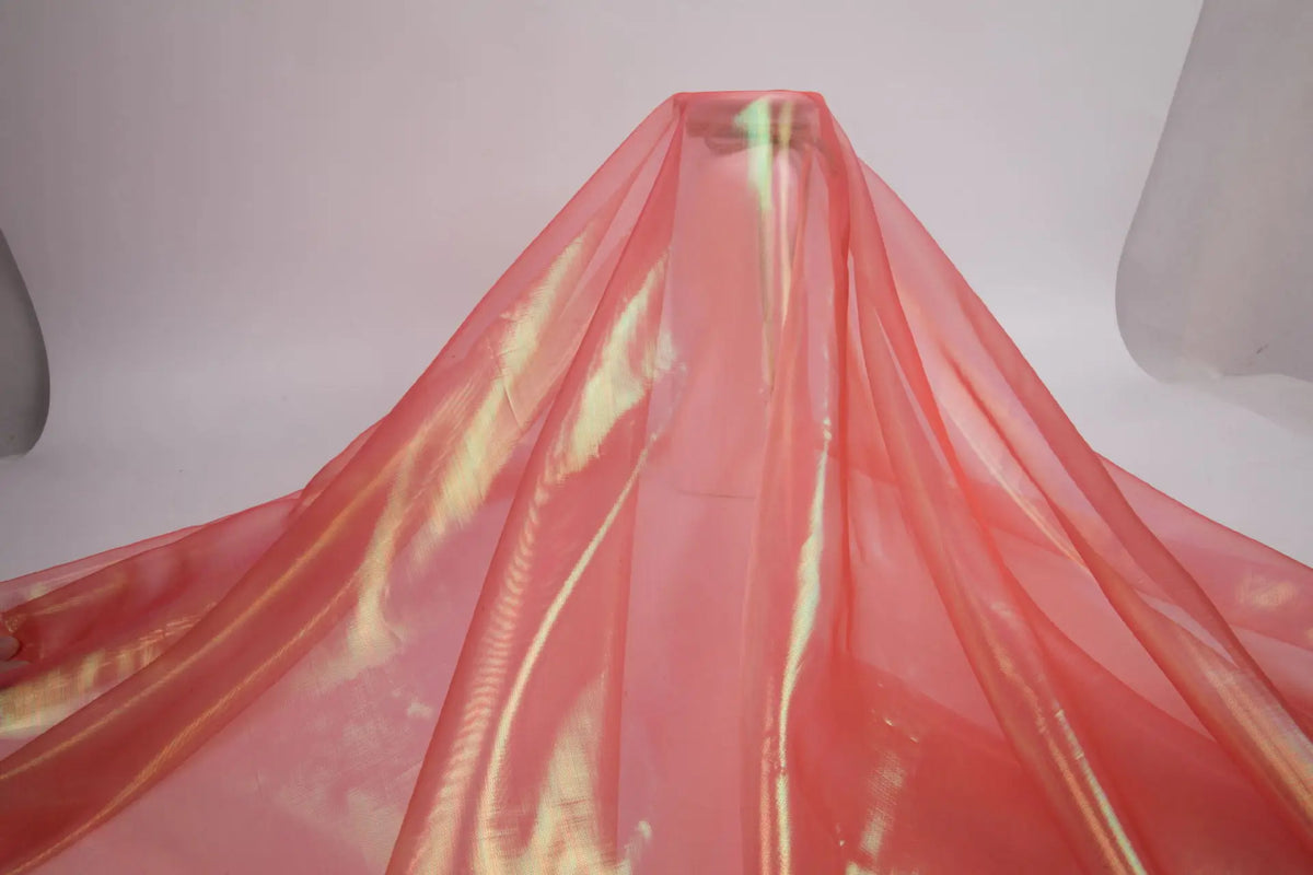 tissu nylon moderne élégant translucide brillant légèrement texturé bleu orange rose rouge blanc