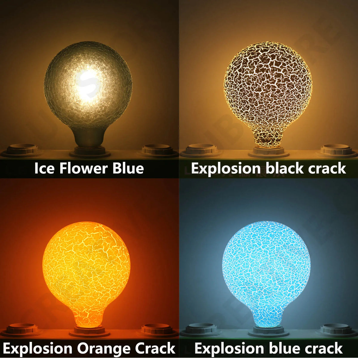 Décoration bleue moderne ampoule LED globe craquelée E27 220 240V 250 lumens
