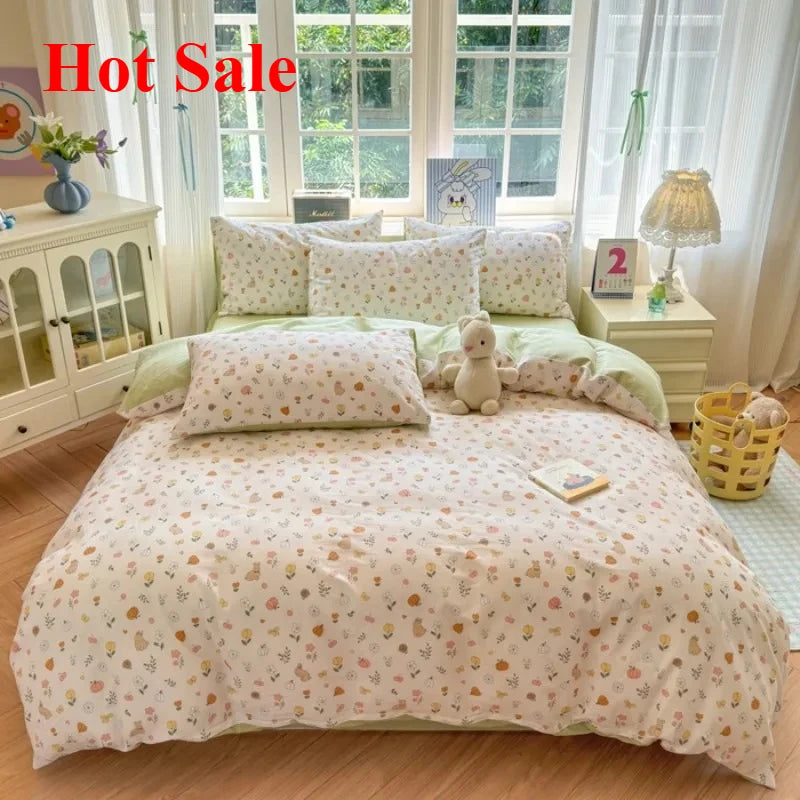 ensemble literie floral vintage 100 coton blanc rose vert bleu beige