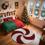 tapis rond flocons neige père noël spirale absorbant eau antidérapant intérieur decoration noel