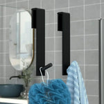 accessoires porte douche transparent noir minimaliste moderne crochet serviettes fixations verre