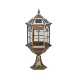 lanterne solaire dorée verre translucide motifs géométriques vintage éclairage extérieur jardin classique