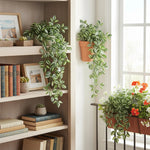 plante suspendue artificielle soie feuilles vertes blanches rayées décoration maison intérieure naturelle