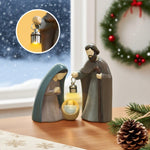 statue crèche noël bébé résine bleu gris classique lampe led intégrée occasion chrétienne