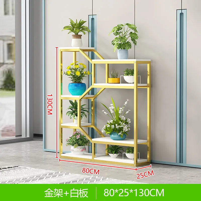 étagère modulaire métal bois industriel plantes d'intérieur pots fleurs blanc