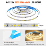 ruban led 120 leds ac 220v 3000k 4000k 6000k blanc naturel moderne adhésif