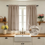 rideaux cuisine blanc gris clair semi transparent modernes minimalistes panneaux texture rayée