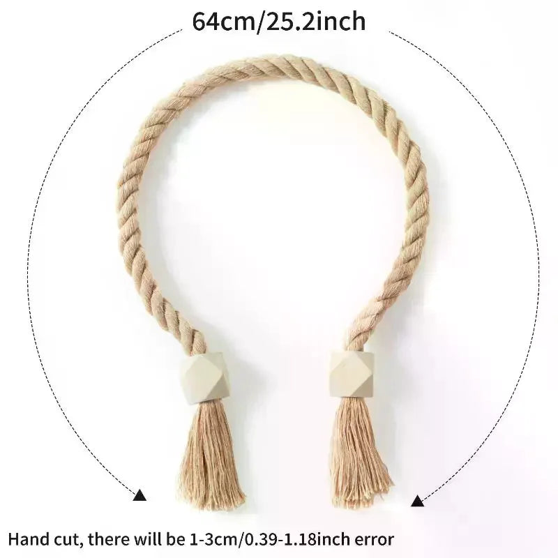 corde rideaux tressée géométriques boho chic beige clair salle bain intérieur decoration