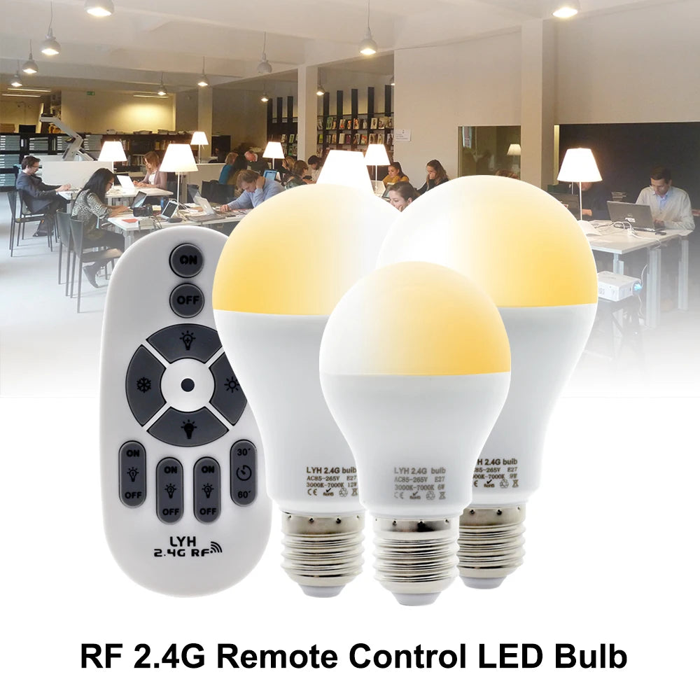 ampoule led e27 blanc chaud télécommande 24g rf timing moderne 50000h 249lumens