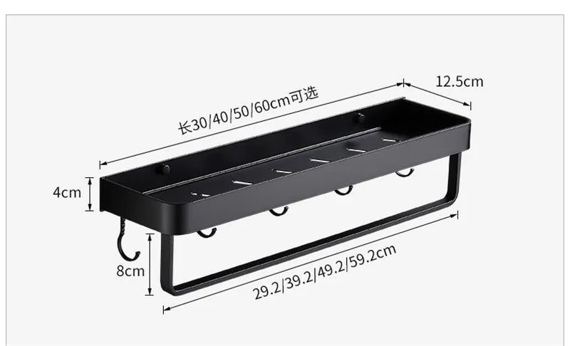 étagère murale salle bain blanche aluminium porte serviette porte brosse dents