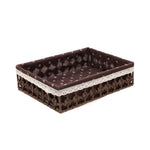 paniers rangement rustique tissu motif géométrique beige gris marron opacité crocheté multifonctionnels