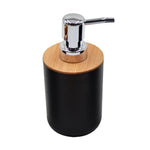 ensemble salle bain bambou distributeur savon porte brosse dents porte savon tasse noir
