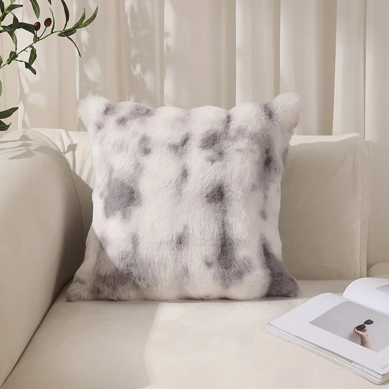 coussins décoratifs moderne peluche rayures horizontales blanc marron clair beige adhésifs