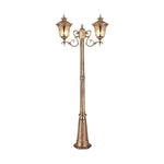 lampadaire extérieur or noir verre translucide vintage élégant détails sculptés deux lampes abat jours