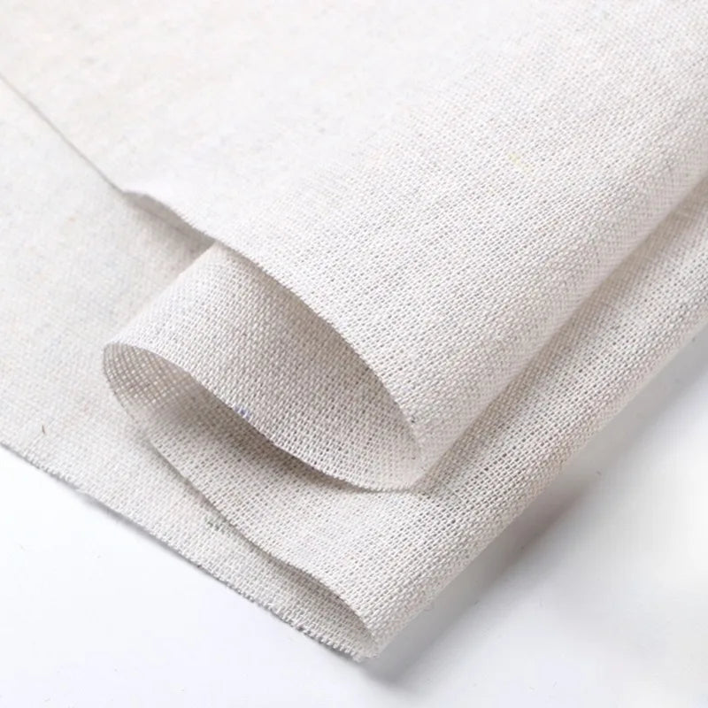 tissu coton lin beige clair résistant déchirure texture tissée simple rustique 135cm largeur tissu