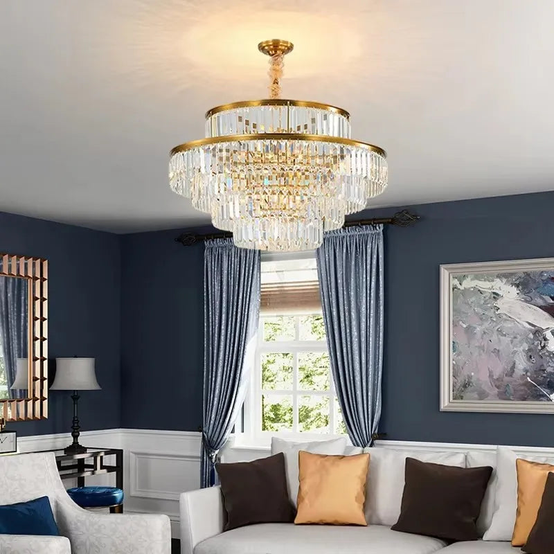 lustre classique doré cristal led 4000k 3000k 6000k transparent salon chambre