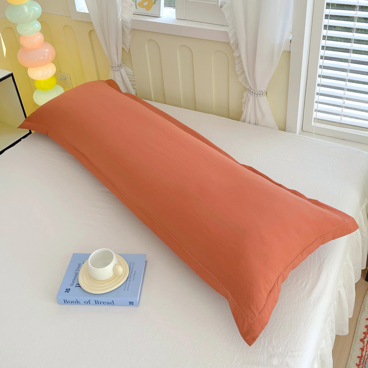 housse coussin polyester solide moderne 48x120cm blanc gris jaune orange