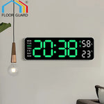 horloge murale numérique moderne carrée noir vert affichage LED radio luminova