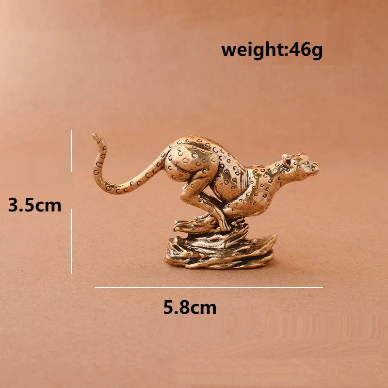 statuette léopard doré taches marron clair base vague artisanat décoration maison traditionnelle asiatique