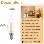 ampoule led filament transparente moderne 2700k 6w e12 25000h blanc chaud 4w 6500k 35x110mm