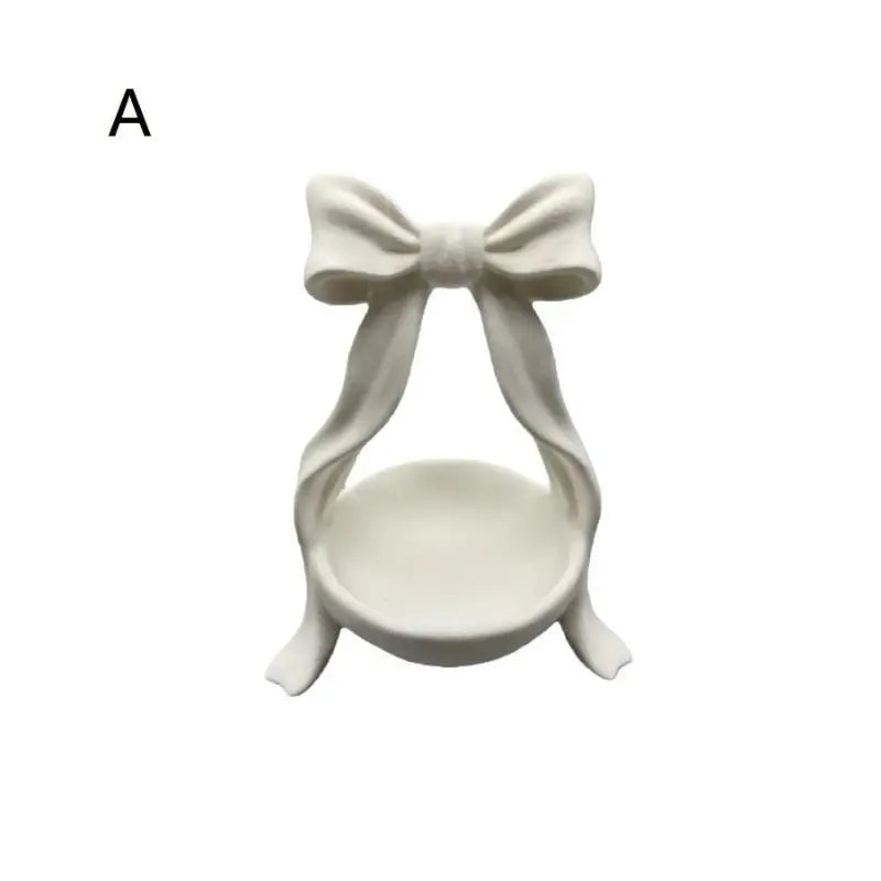 support bijoux blanc ruban noeud moderne opacité rangement bague boucles oreilles collier