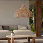 lampe suspendue rotin tissé naturelle moderne 60 80 cm bohème salon rustic